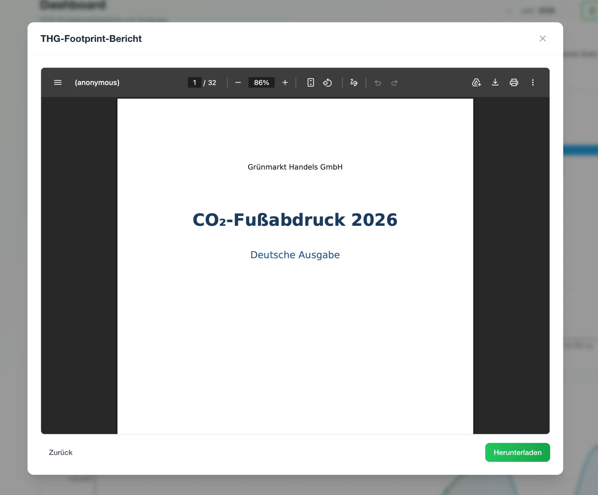 Sustamatic THG-Footprint-Bericht bereit zum Download